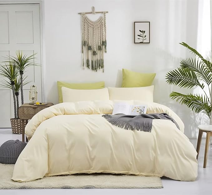 Houseri Ivory Comforter Set Twin Cream Yellow Bedding Off White Size Beige Sets for Kids Girls Boys Blanket Quilt Bed Comforters Twin(68''*90''-Comforter)