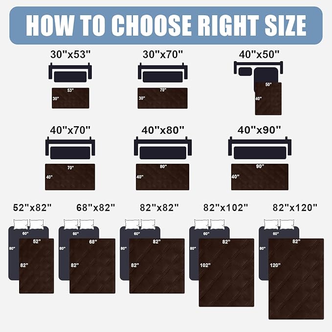 Smiry Waterproof Dog Bed Cover Blanket 68x82, Soft Reversible Pet Blanket, Washable Leakproof Cats Dogs Couch Cover for Sofa, Couch, Furniture, Chocolate/Chocolate