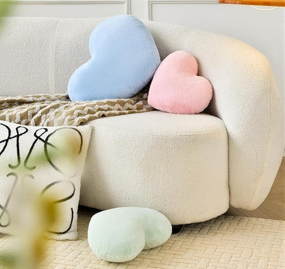 Petrella Heart Pillow Cute Fuzzy Pillows Throw Pillows for Bed Livingroom Home Decor Cushion Decorative Aesthetic Preppy Pillows Blue,Large 19"x15"