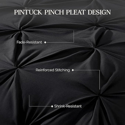 Andency Black Comforter Set Twin XL(68x92Inch), 2 Pieces Comforter for Girls Kids, Soft Microfiber Pinch Pleat Comforter Set, All Season Lightweight Bedding Set