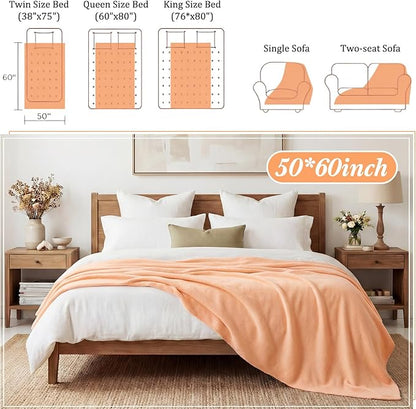 Buryeah 10 Pcs Fleece Blanket Bulk Soft Warm Blankets Cozy Fleece Lightweight Throw Blankets Plush Pet Throw Blanket for Home Bed Sofa Office Wedding Gifts Travel(50" X 60",Light Orange)
