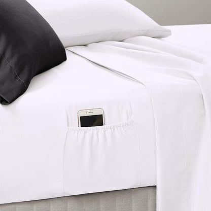 Comfort Spaces Bed in A Bag - Trendy Casual Design Cozy Comforter with Complete Sheet Set with Side Pocket, All Season Cover, Matching Shams, Twin XL (66 in x 90 in), Ava Medallion Black 6 Piece
