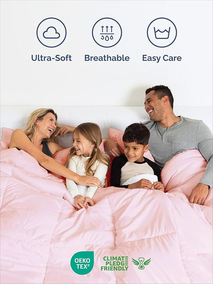 Full Comforter Set - 3 Piece Bed Set for All Seasons - 1 Soft Quilted Comforter w/ Corner Tabs & 2 Pillow Shams - Comfy & Breathable - Premium Down Duvet Insert - Oeko-TEX - Full Size, Lavender Pink