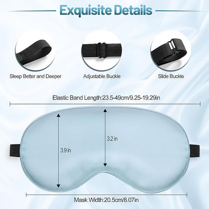 Sleep Mask, Silk Eye Mask for Sleeping with Adjustable Strap, Blindfold Eyeshade for Men & Women, Comfortable & Soft Eye Cover Eyeshade for Night Sleep (Light Blue)