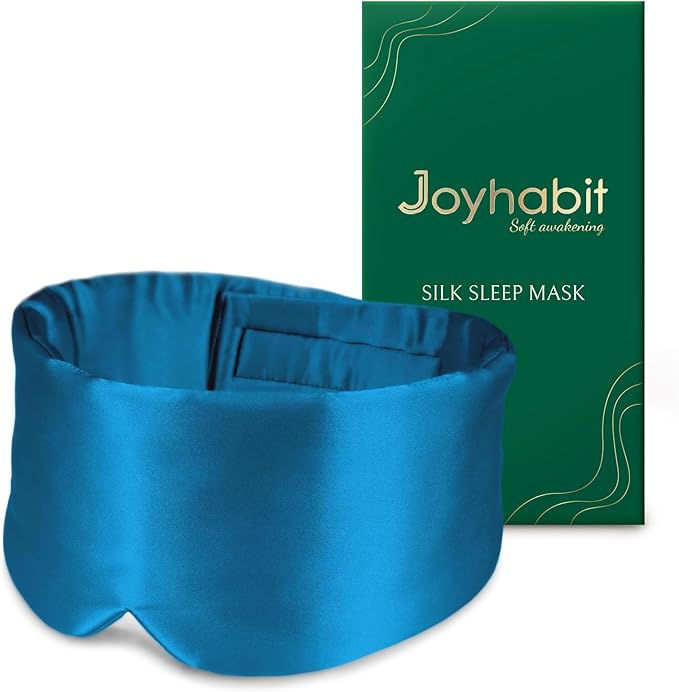 Joyhabit Silk Sleep mask | 100% Mulberry for Women Men Ultra Soft Blackout Eye Cover with Adjustable Band, Breathable No Eye Pressure, Ideal for Sleep, Travel, Naps & Meditation, Royal Blue