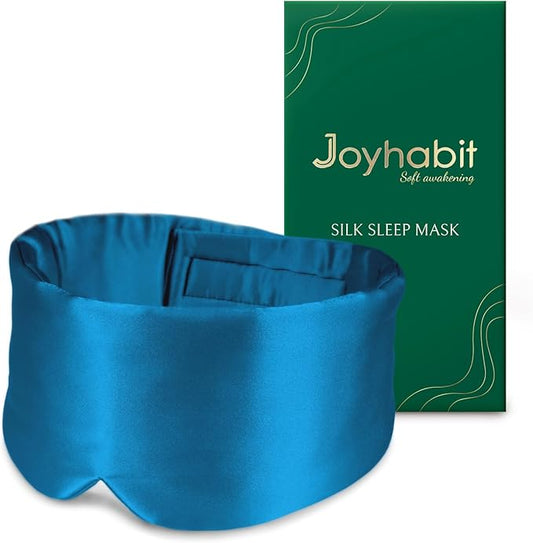 Joyhabit Silk Sleep mask | 100% Mulberry for Women Men Ultra Soft Blackout Eye Cover with Adjustable Band, Breathable No Eye Pressure, Ideal for Sleep, Travel, Naps & Meditation, Royal Blue