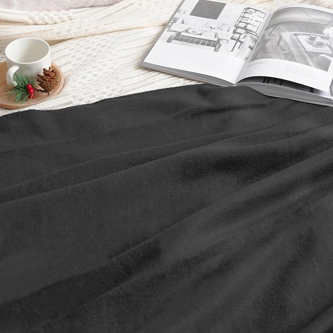 ZYFZCYBL Fleece Throw Blankets Lightweight Warm Soft Cozy Pet-Friendly Bulk Fleece Throw Blanket Solid for Home Bed, Sofa，Office,Gifts, Couch (Pack of 6-50 x 60 inch，Black)