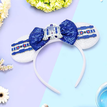 Mouse Ear Headbands,Sparkle Mouse Ears Headband for Boy Men Cartoon Princess Costume Cosplay Decoration (Darth Vader)