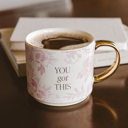 Sweet Water Decor You Got This Gold Handle Coffee Mugs - 17oz Cute Coffee Mugs for Hot & Cold Drinks - Spring Home Decor and Gift - Ideal Tea & Espresso Cups