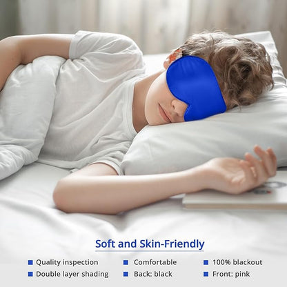 Kids Sleep Mask Eye Cover, 100% Real Natural Pure Silk Eye Mask with Adjustable Strap, Blindfold Kids Eye Mask for Sleeping, Eye Shade for Boys Girls and Adult, Pressure-Free Comfort (Royal Blue)