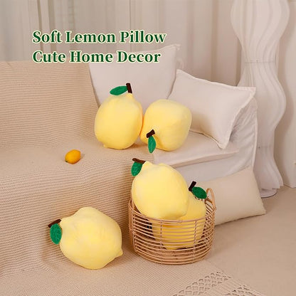 Marble Empire Lemon Throw Pillow for Couch, 15-Inch Yellow Fruit Shaped Decorative Pillow, Soft Plush Hugging Pillow for Living Room, Bedroom & Office Decor