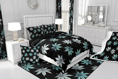 Erosebridal Turquoise Leaves Comforter Set King, Leaves Bedding for Kids Boys Girls,Tropical Botanical Down Comforter,Exotic Plant Bedding Comforter Sets