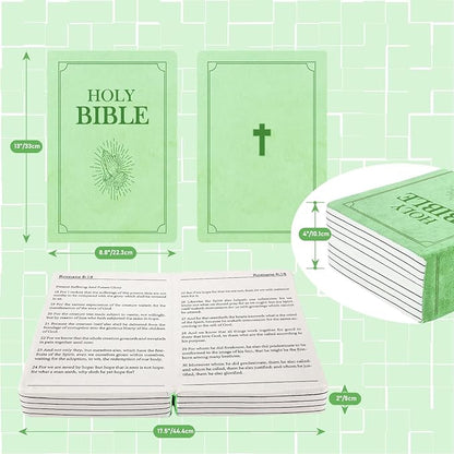 The Holy Bible Pillow Plush- Book Shape, Openable, Cozy Faith Bible Pillow Christian Bible Verse Pillow (Green)