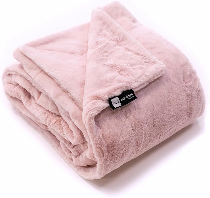 Minky Designs Blossom Pink Minky Blanket – Ultra Soft Faux Fur Throw Blanket for Couch, Bed & Home – Fluffy, Warm & Luxurious – Posh Collection (Large, 60x72)