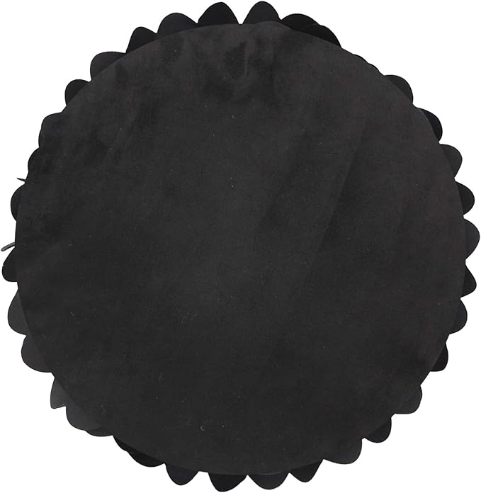 Contempo Lifestyles 13 Inch Black 3D Round Heart Floral Throw Pillow - Soft & Snuggly Suedette Polyester Fill - Decorative Accents, Gifts