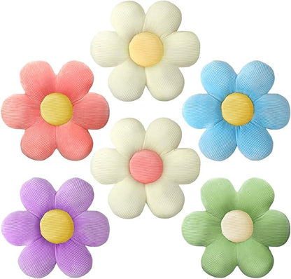 Sratte 6 Pcs Flower Pillows Flower Shaped Throw Pillows Cute Daisy Pillow Seating Cushions for Adults Reading Leisure Home Bedroom Sofa Chair Couch Decor(Classic Color,19.69 Inch)