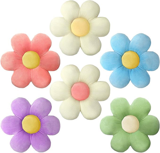 Sratte 6 Pcs Flower Pillows Flower Shaped Throw Pillows Cute Daisy Pillow Seating Cushions for Adults Reading Leisure Home Bedroom Sofa Chair Couch Decor(Classic Color,23.62 Inch)