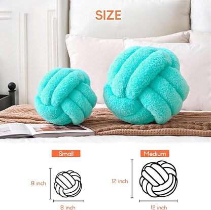 Knot Pillow Ball Plush - Decorative Throw Pillows for Bed Relieve Stress, Round Knot Cushion for Sofa Decor Pet Toy, Teal 8 inch