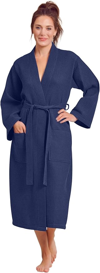 Luxurious Bathrobe for Women - Soft & Absorbent - Lightweigh & Comfort - Long & Kimono - Waffle & Cotton - Hotel/Spa Robe
