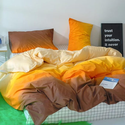 Luxlovery Gradient Orange Comforter Cal King Orange and Brown Bedding Comforter California King Abstract Ink Color Bedding Set Soft Colorful Blanket Quilts Comforter Set Plus Size