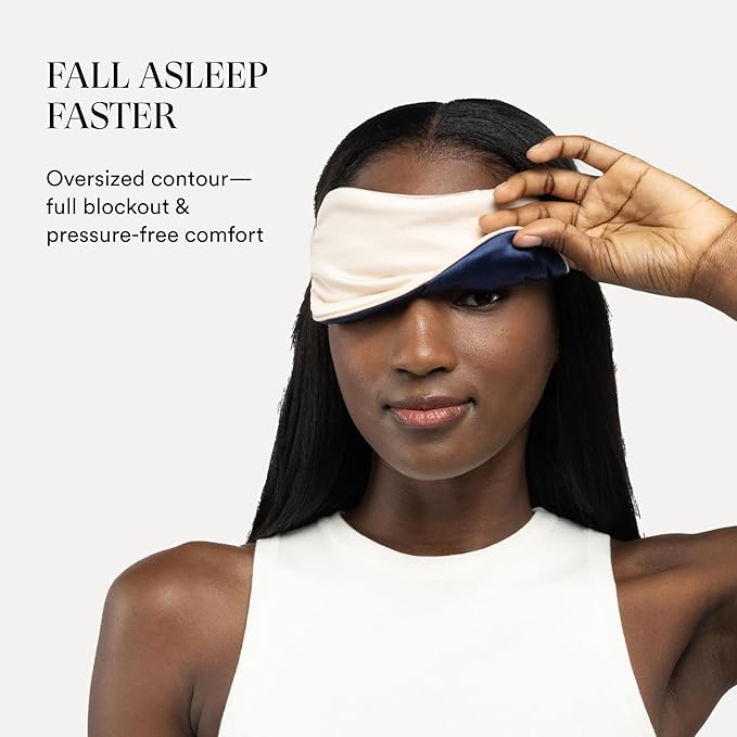 Clementine Mulberry Silk Sleep Mask | Full Blackout Contoured Eye Mask for Sleeping | Organic & Non-Toxic | Oversized Night Blindfold | Hypoallergenic & Frizz-Free Eye Cover for Deep Sleep