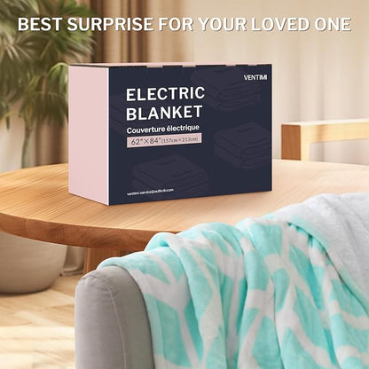 VENTIMI Electric Blanket Heated Throw, 62" x 84" Heated Blanket with 9 Heat Levels & 2 to 10 Hours Auto Off, Fast Heating Blankets with ETL & FCC Certification, Green