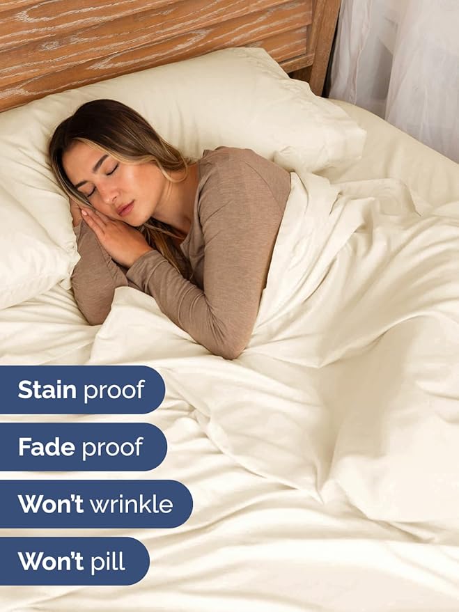 Extra Deep Queen Sheet Set - 6 Piece Breathable and Cooling Sheets - Hotel Luxury Bedding for Women, Men, Kids & Teens - Easy & Secure Fit - Soft, Wrinkle Free & Comfy - Extra Deep Pockets - Off White