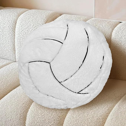 Volleyball Pillow, Soft Fluffy Volleyball Plush Pillow Round Stuffed Sports Throw Pillows, Volleyball Shaped Decorative Throw Pillow for Sofa, Bedroom, Sports Room, Home Decor Gifts 15.7"