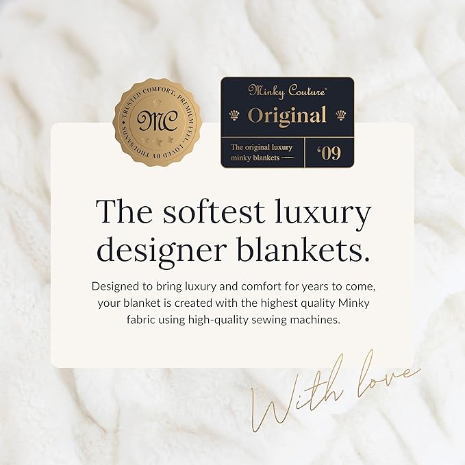 Minky Couture Hugs Blanket - Extra Plush Blanket for Premium Gifting - Stretchy Bubbled Cozy Throw - Silky Smooth - Durable & Machine-Washable - Travel-Friendly - Grande, Cream