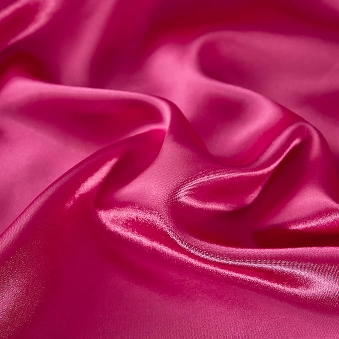 Satin King Comforter Sets Silk Like Hot Pink Comforter Alternative Down Comforter Soft Polyester Filling Luxury Silky Bedding Comforter Set 1 Comforter 2 Pillowcases (King, Hot Pink)