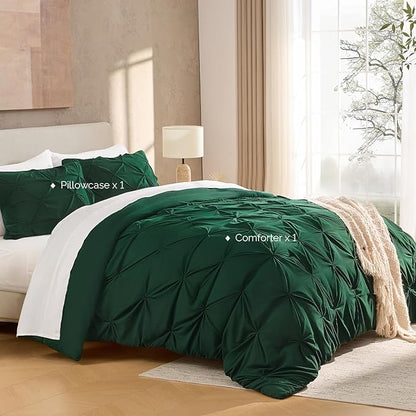 Andency Dark Green Comforter Set Twin XL(68x92Inch), 2 Pieces Comforter for Girls Kids, Soft Microfiber Pinch Pleat Comforter Set, All Season Lightweight Bedding Set