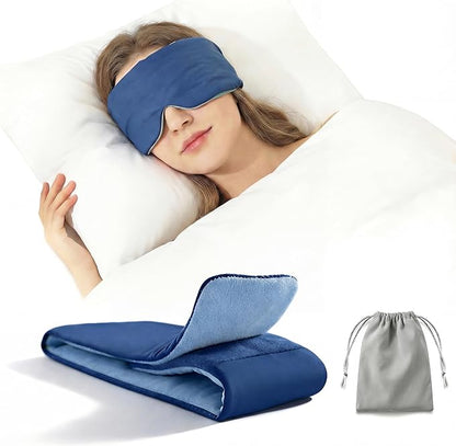 Deep Sleep Eye Mask 3.0 - Adjustable & Light-Blocking with Upgraded Silicone Seal, Dual-Sided Design(Ice-Silk & Wood Fiber), Zero-Pressure & Ultra-Soft for Side Sleepers and Travel (Blue)