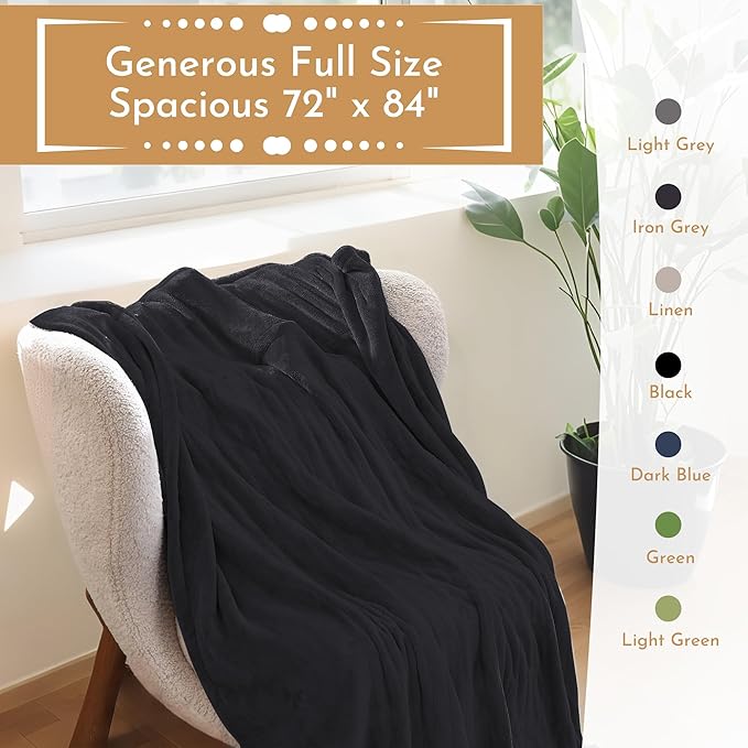 Electric Heated Blanket 72"x84" Full Size Flannel Heated Blanket, Cozy & Warm for All Night, 5 Heat Settings & 10 Hours Auto Off, Machine Washable, Black