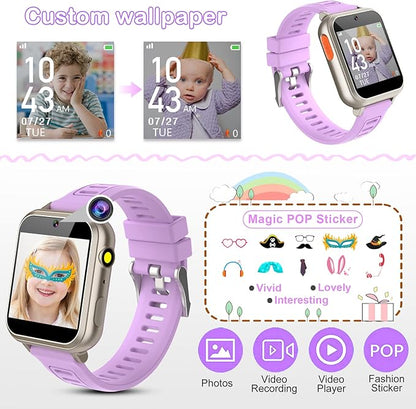 Kids Smart Watch Girls Ages 4-12, Smart Watch for Kids with HD Touch Screen 39 Games Camera Video Alarm Music Pedometer Flashlight 12/24 hr Educational Toys Birthday Gifts for Girls Age 6 7 8 9 10