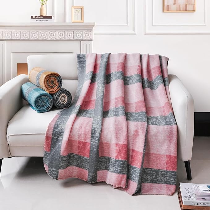ZYFZCYBL Fleece Blanket Bulk Pack of 6 Cozy Fleece Throw Blankets 50x60 Warm Soft Lightweight Breathable Pet-Friendly for Bed Sofa Camping Wedding Gifts (Multiple Plaid