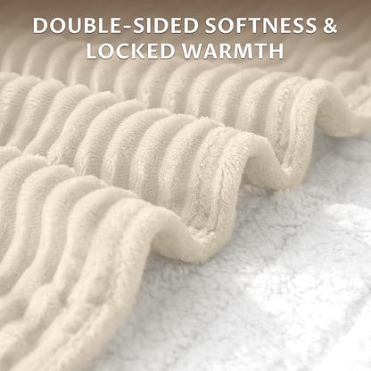 Reaks Electric Heated Throw Blanket, Silky Soft Flannel & Sherpa Heating Blanket Throw with 5 Heat Levels & 3 Hours Auto Off, Warm Gifts for Women Mom Grandma, ETL Certified (50x60 inches, Beige)
