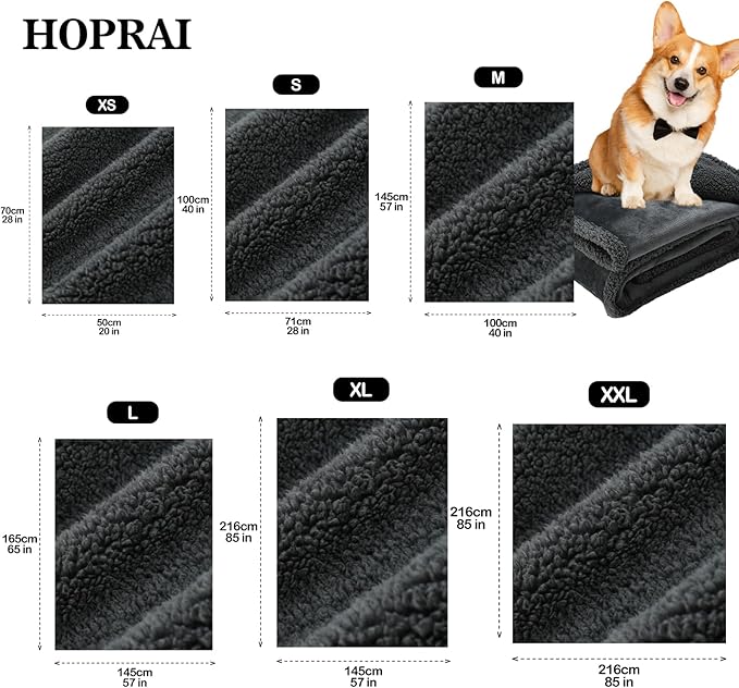 Waterproof Pet Blanket for Medium Large Dogs Washable Fluffy Thick Jacquard Shag Fleece Warm Sherpa Pet Blanket Cats Puppy Couch Protection (Gray XXL85*85inches)