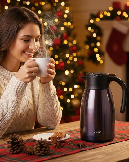 GiNT 51Oz Stainless Steel Thermal Coffee Carafe with Lid/Double Walled Vacuum Thermal Carafe / 12 Hour Heat Retention (Purple, 1.5L)