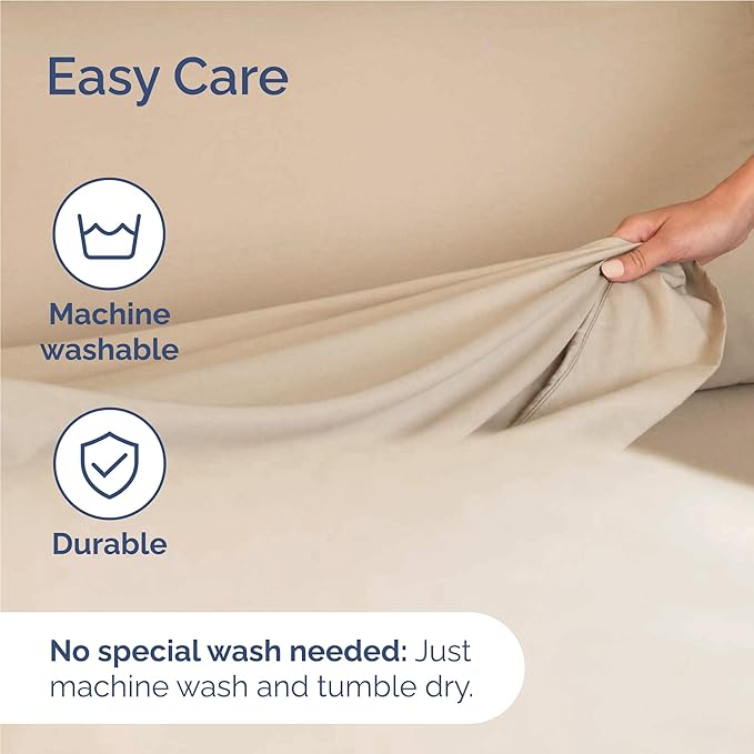 Twin XL 4 Piece Sheet Set - Comfy Breathable & Cooling - Ultra Soft Hotel Luxury Bedding Set w/ 8-16 Inch Deep Pockets - 1 Flat & 1 Fitted Sheet & 2 Pillowcases - Wrinkle Free and Easy Care - Cream