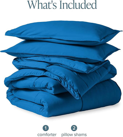 Bare Home Comforter Set - Queen Size - Ultra-Soft - Goose Down Alternative - Premium 1800 Series - All Season Warmth (Queen, Medium Blue)