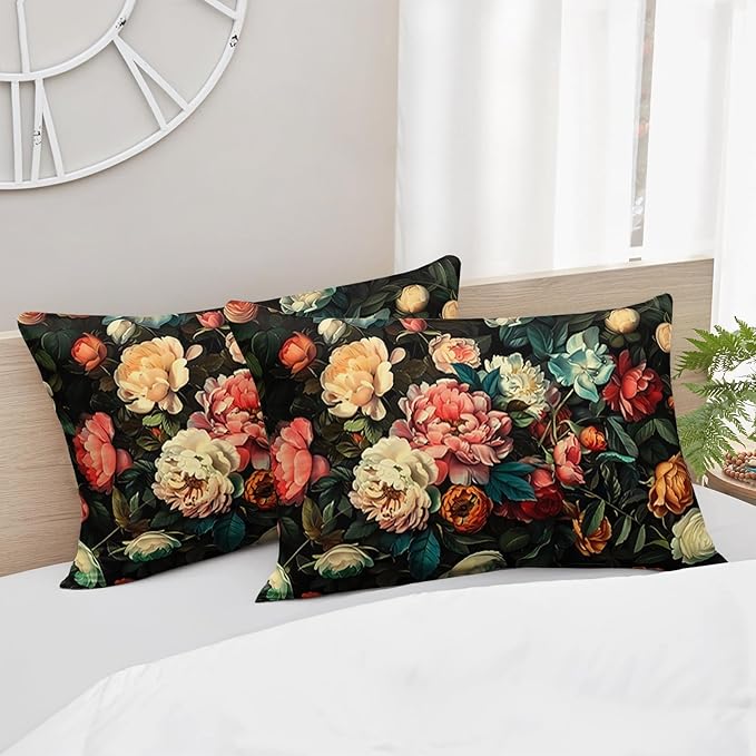 Cute Flower 3 Piece Bedding Set Full Size，Colorful Floral Ultra Soft Microfiber Comforter Bed Set with 3-Pieces,Flower Comforters Sets for Girl Teen Floral Bedroom Decor with 2 Pillow Shams