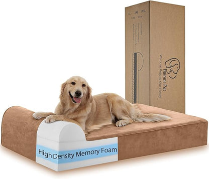 Orthopedic Dog Beds for Large Dogs, 7" Memory Foam Dog Beds with Waterproof Liner, Durable Microsuede Cover, Removable and Washable, Nonskid Bottom, 48"x30"x7" L Khaki
