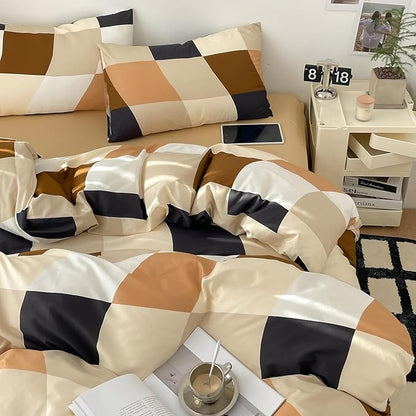 KAREVER Checkerd Comforter Set Queen Buffalo Plaid Bedding Set Men Women Modern Chic Grid Bed Blanket White Black Plaid Buffalo Queen Bedding Comforter All Season Hotel Quality