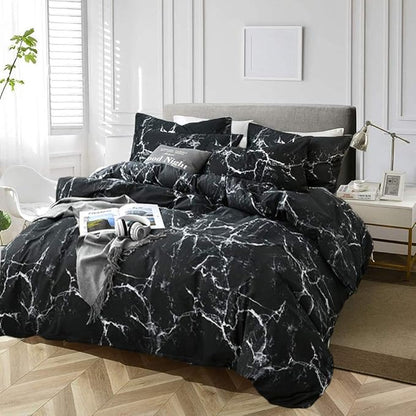 Cottonight Black Marble Comforter Set Queen Marble Bedding Set Black and White Abstract Modern Blanket Quilts Marble Texture Comforter Black Bedding Set for Men Women Adults Kids