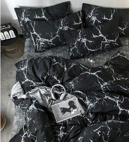 CLOTHKNOW Black Marble California King Comforter Set 3Pcs Black White Bedding Comforter Sets Abstract Comforter with 2 x Pillow Cases