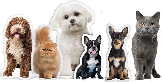 Custom Pet Shaped Pillows, Personalized Funny Pillow with Pet/Picture/People, Double Side 3D Printing Photo, for Birthday, Thanksgiving, Christmas, Halloween (14 inches)