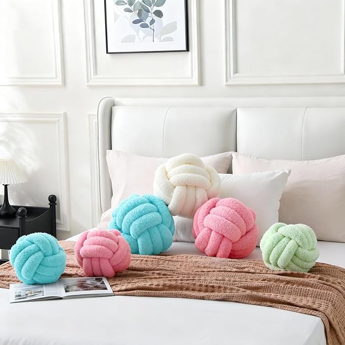 Knot Pillow Ball Plush - Decorative Throw Pillows for Bed Relieve Stress, Round Knot Cushion for Sofa Decor Pet Toy, Teal 12 inch