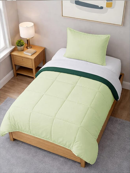 Twin XL Comforter Set - 2 Piece Bed Set for All Seasons - 1 Soft Quilted Comforter with Corner Tabs & 1 Pillow Sham - Comfy & Breathable - Premium Down Duvet Insert - Twin XL Size, Emerald/Light Sage