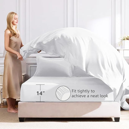 CozyLux Queen Comforter Set White - Bed in a Bag Queen Size 7 Pieces, Luxury Soft Bed Set for All Seasons, Bedding Set with Down Alternative Comforter, Sheets, Pillowcases & Shams