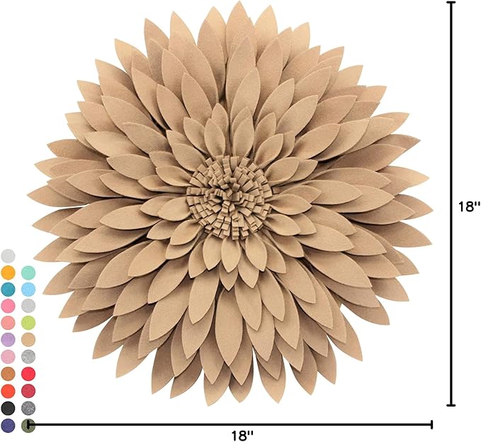 Contempo Lifestyles 3D Daisy & Sunflower Decorative Pillow - 14.5" Flower, 13" Pillow with Insert, Latte